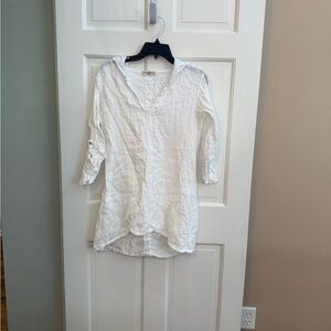 Terzo Millennio White Linen Women's Tunic swim cover Size Small